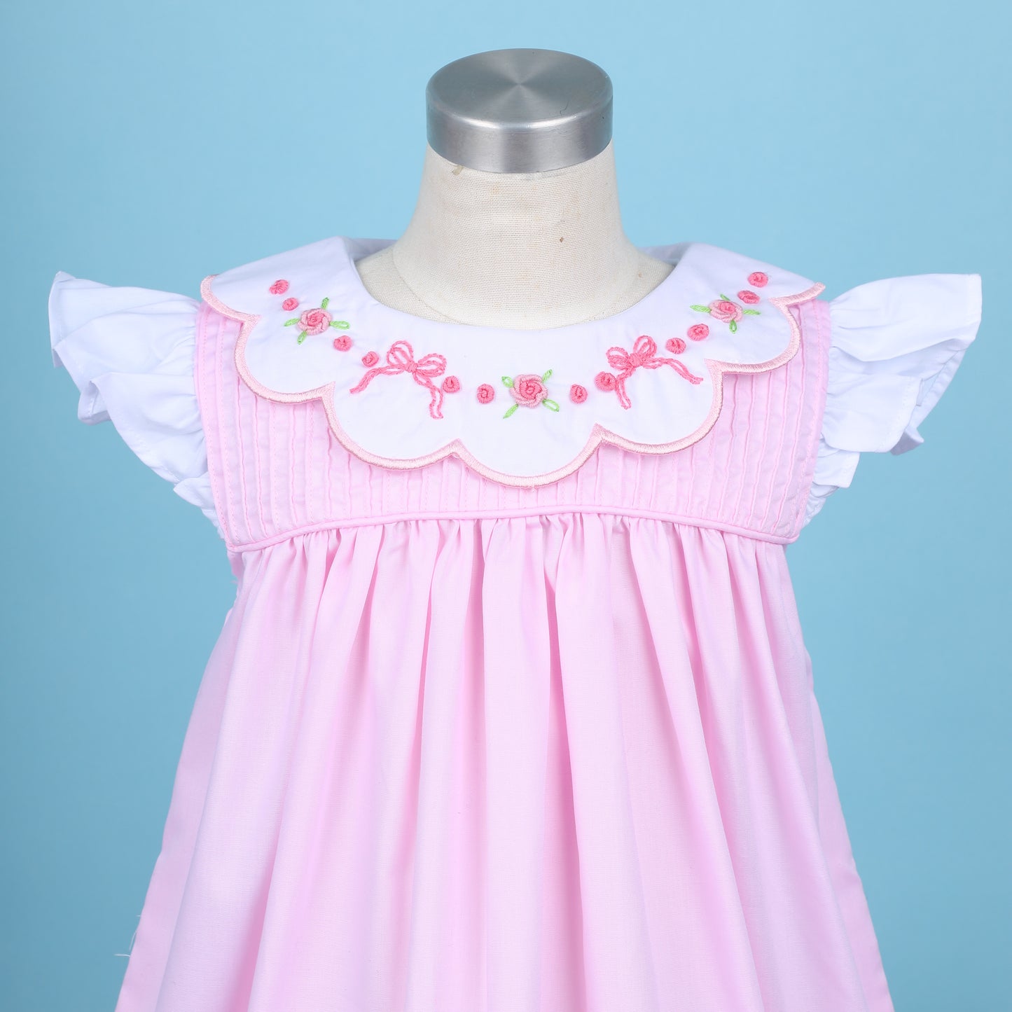 Isabella Pink Embroidery Dress