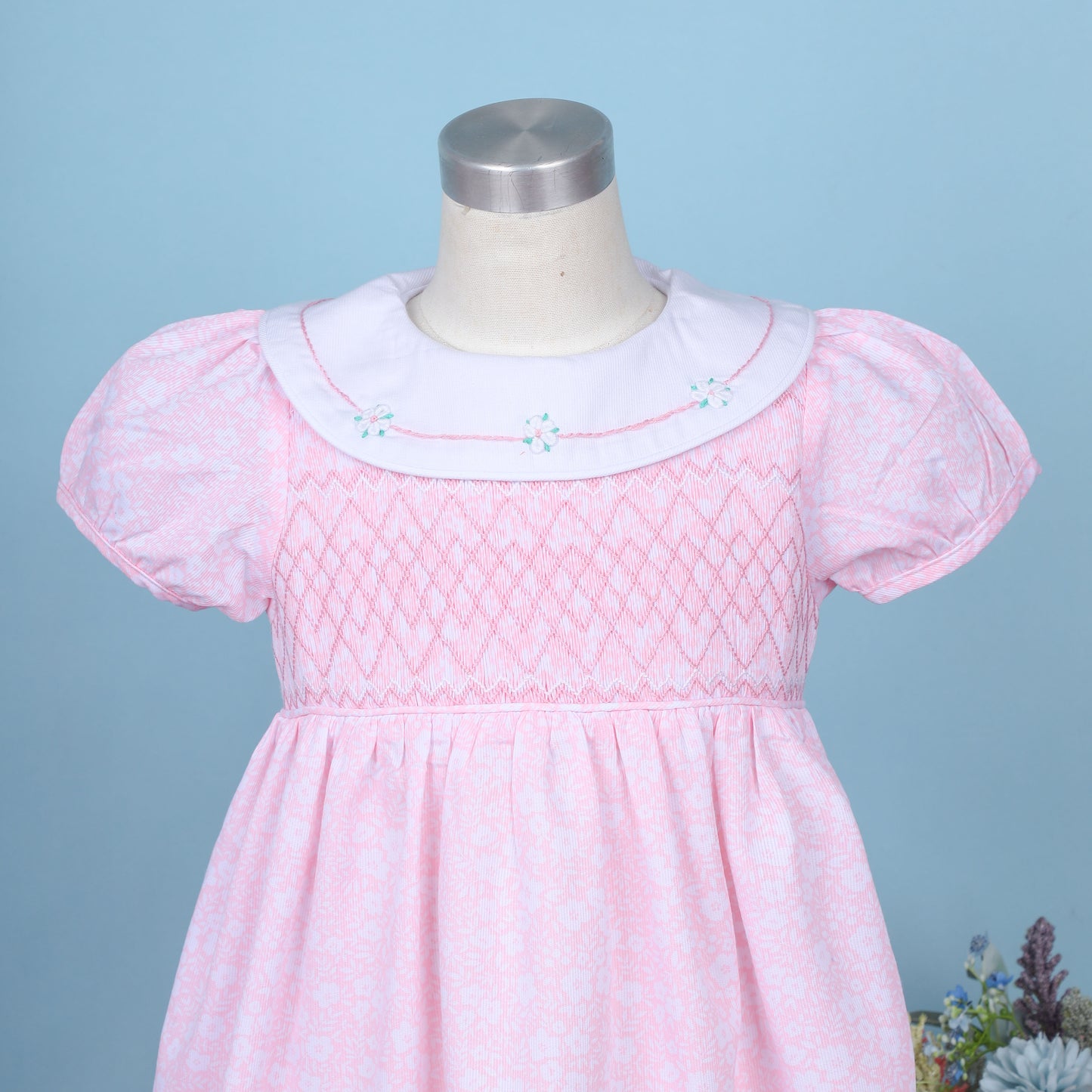 Norve Pink Embroidery Dress