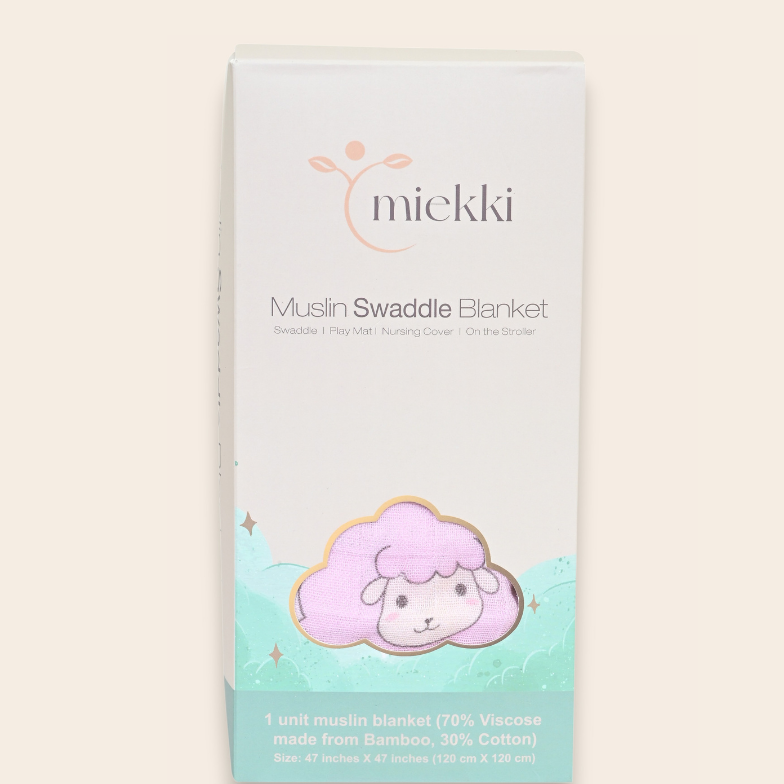 Baby Swaddle Blanket- Sheep (pink)