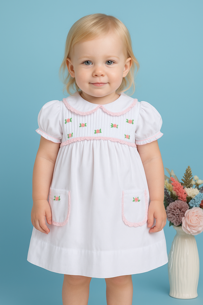 Alessandra White Embroidery Dress