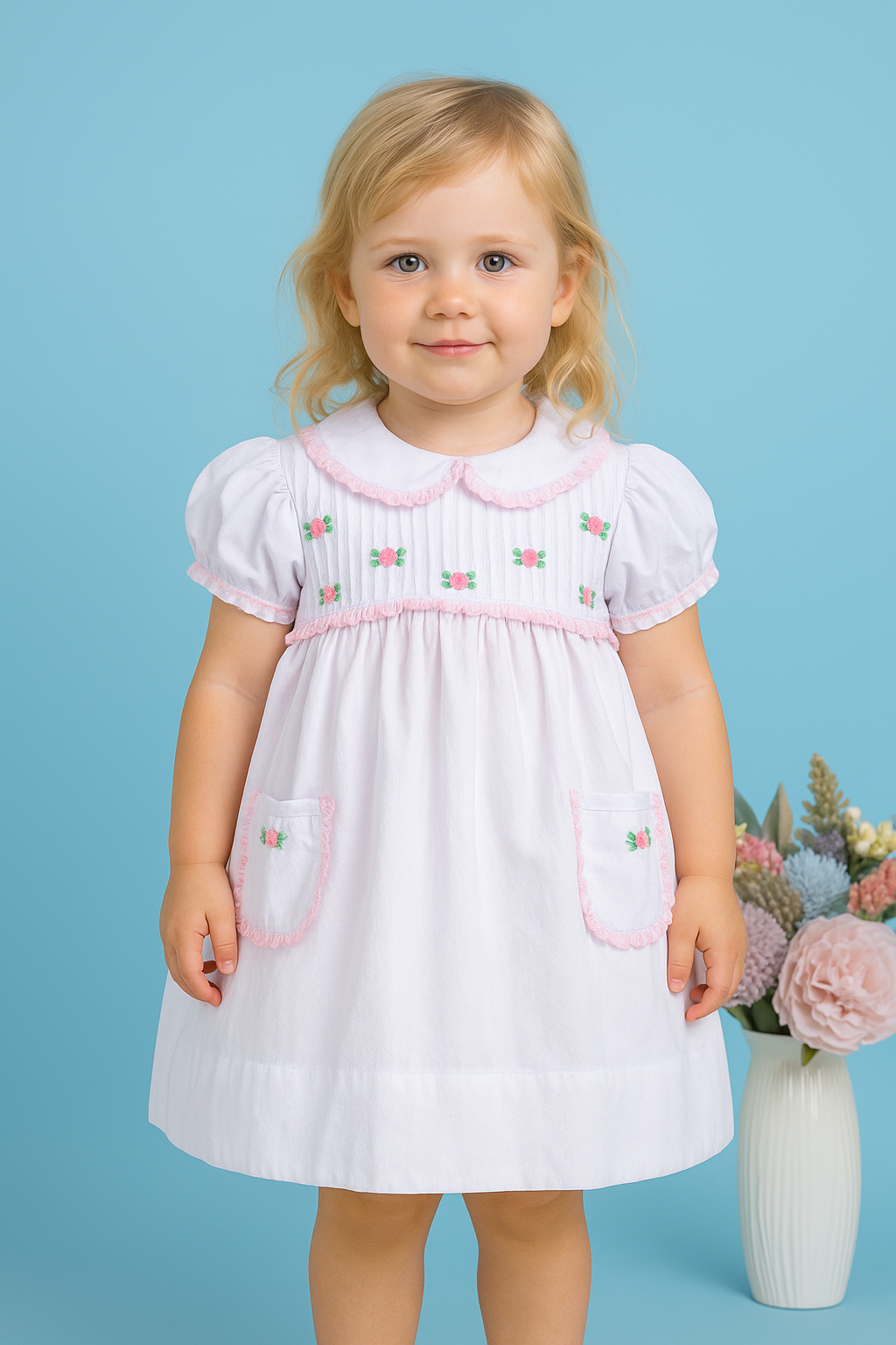 Alessandra White Embroidery Dress