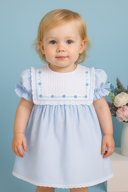 Annette Blue Embroidery Dress