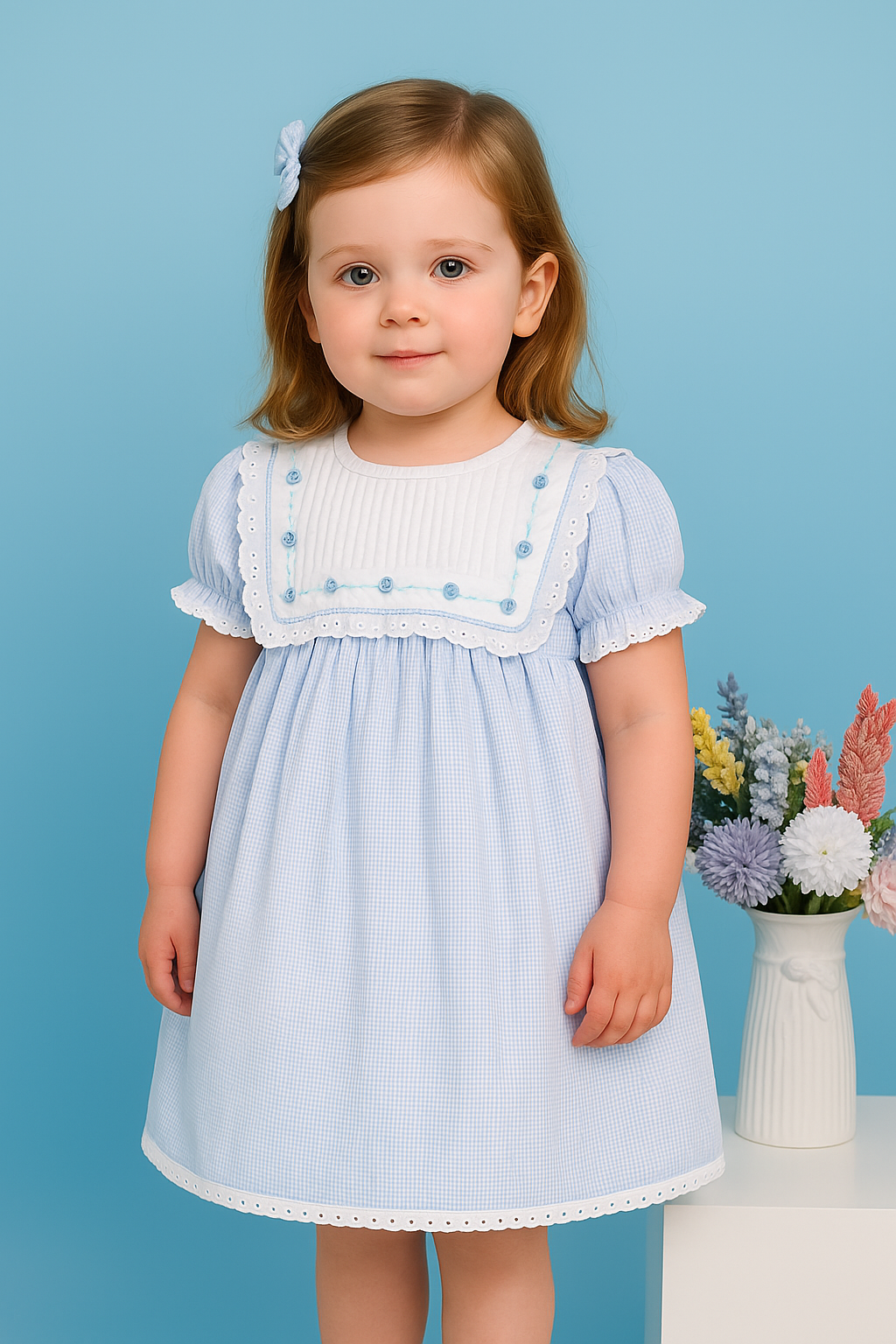 Annette Blue Embroidery Dress