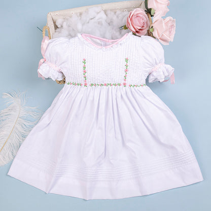 Lia Embroidered White Flower Dress