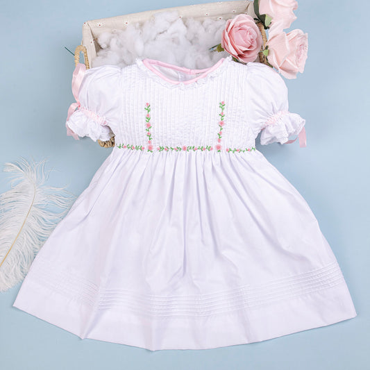 Lia Embroidered White Flower Dress
