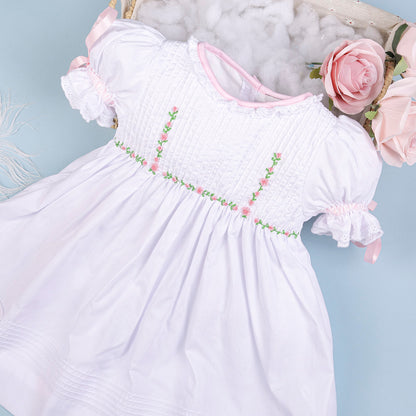 Lia Embroidered White Flower Dress