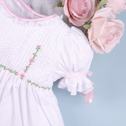 Lia Embroidered White Flower Dress