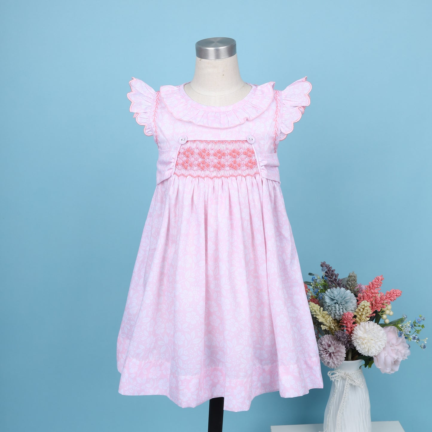 Mirella Pink Hand-Smocked Dress