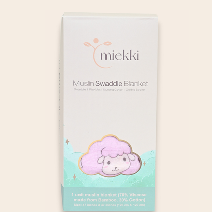 Baby Swaddle Blanket- Sheep (pink)