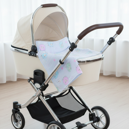 Baby Swaddle Blanket- Sheep (baby blue)