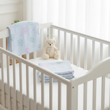 Baby Swaddle Blanket- Sheep (baby blue)