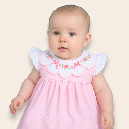 Isabella Pink Embroidery Dress