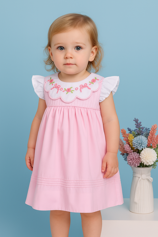 Isabella Pink Embroidery Dress