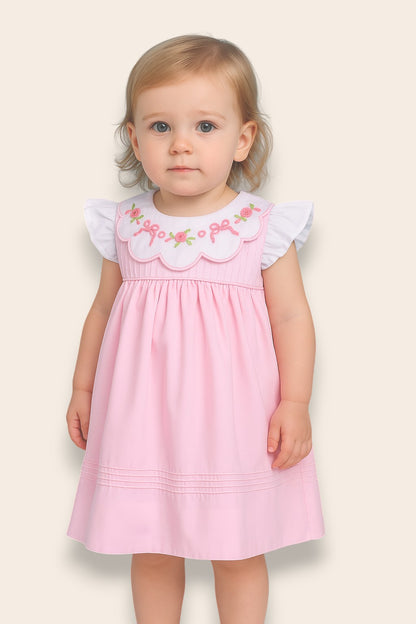 Isabella Pink Embroidery Dress