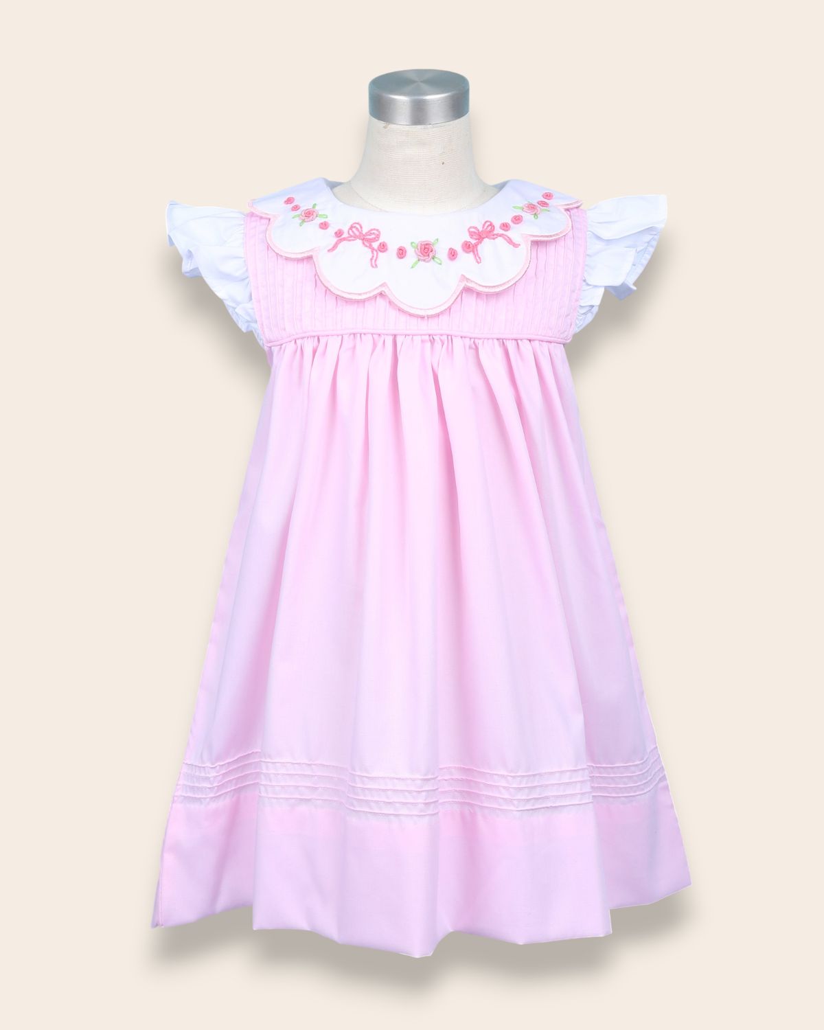 Isabella Pink Embroidery Dress