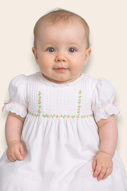 Lia Embroidered White Flower Dress