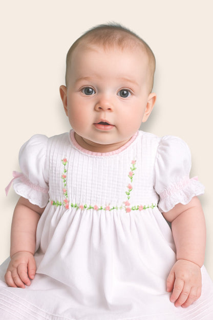 Lia Embroidered White Flower Dress