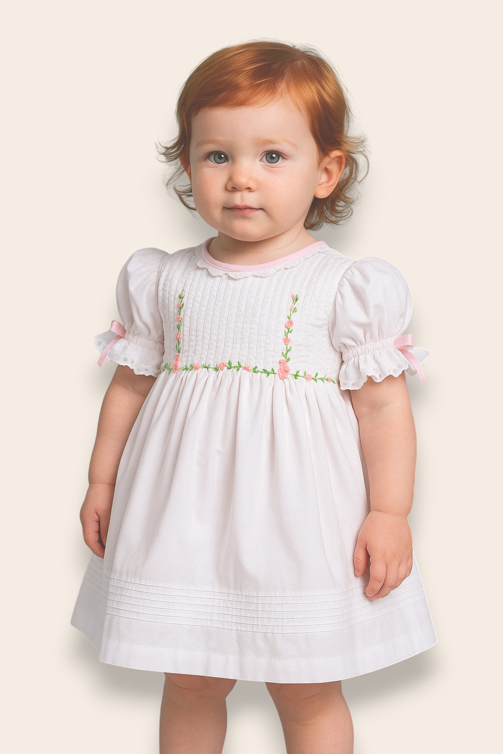Lia Embroidered White Flower Dress