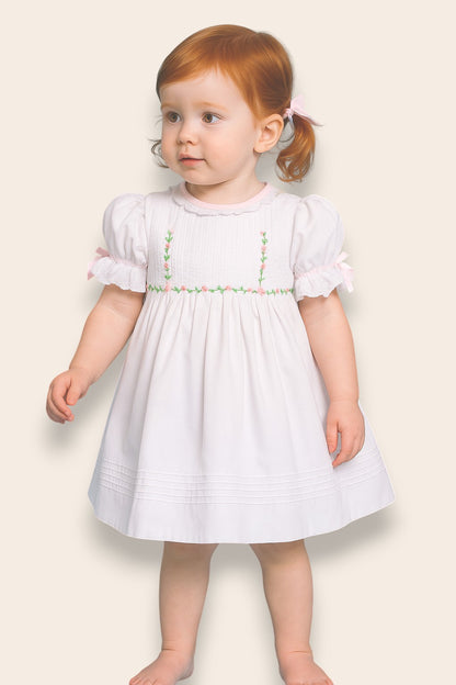 Lia Embroidered White Flower Dress