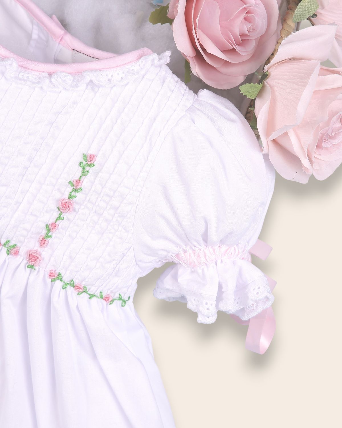 Lia Embroidered White Flower Dress