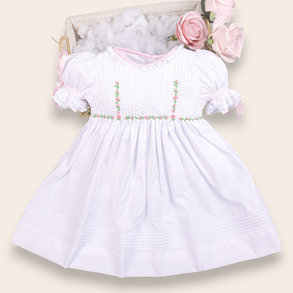 Lia Embroidered White Flower Dress