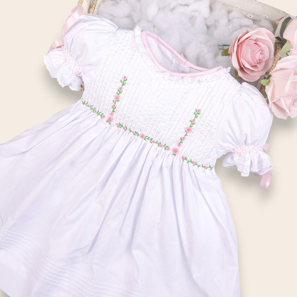 Lia Embroidered White Flower Dress