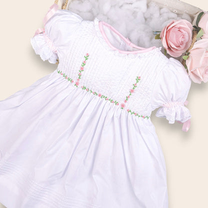 Lia Embroidered White Flower Dress