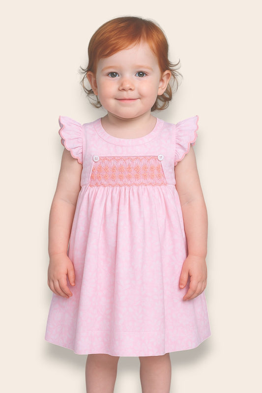 Mirella Pink Hand-Smocked Dress