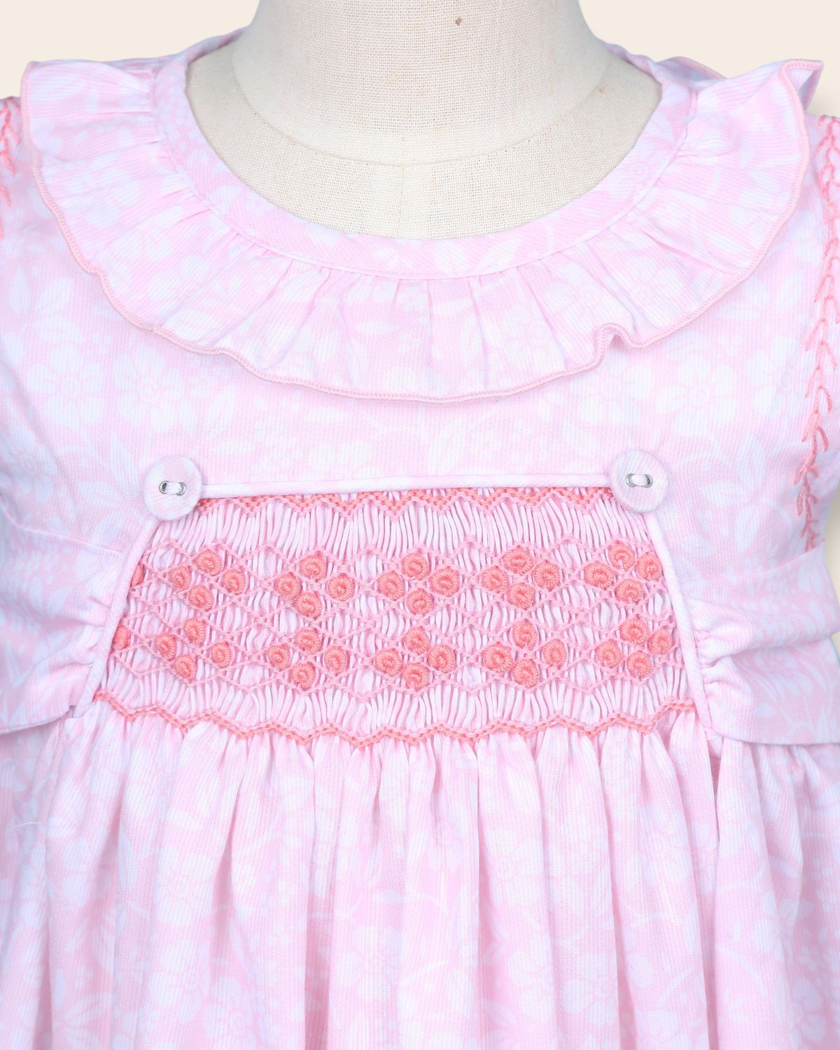 Mirella Pink Hand-Smocked Dress