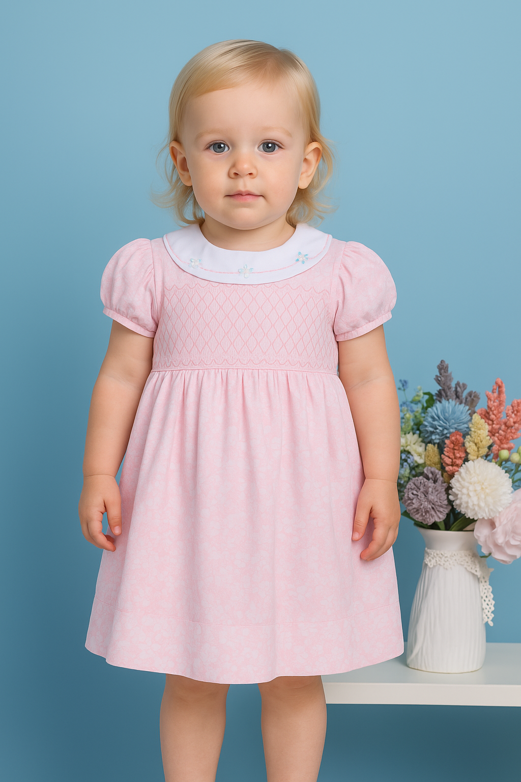 Norve Pink Embroidery Dress