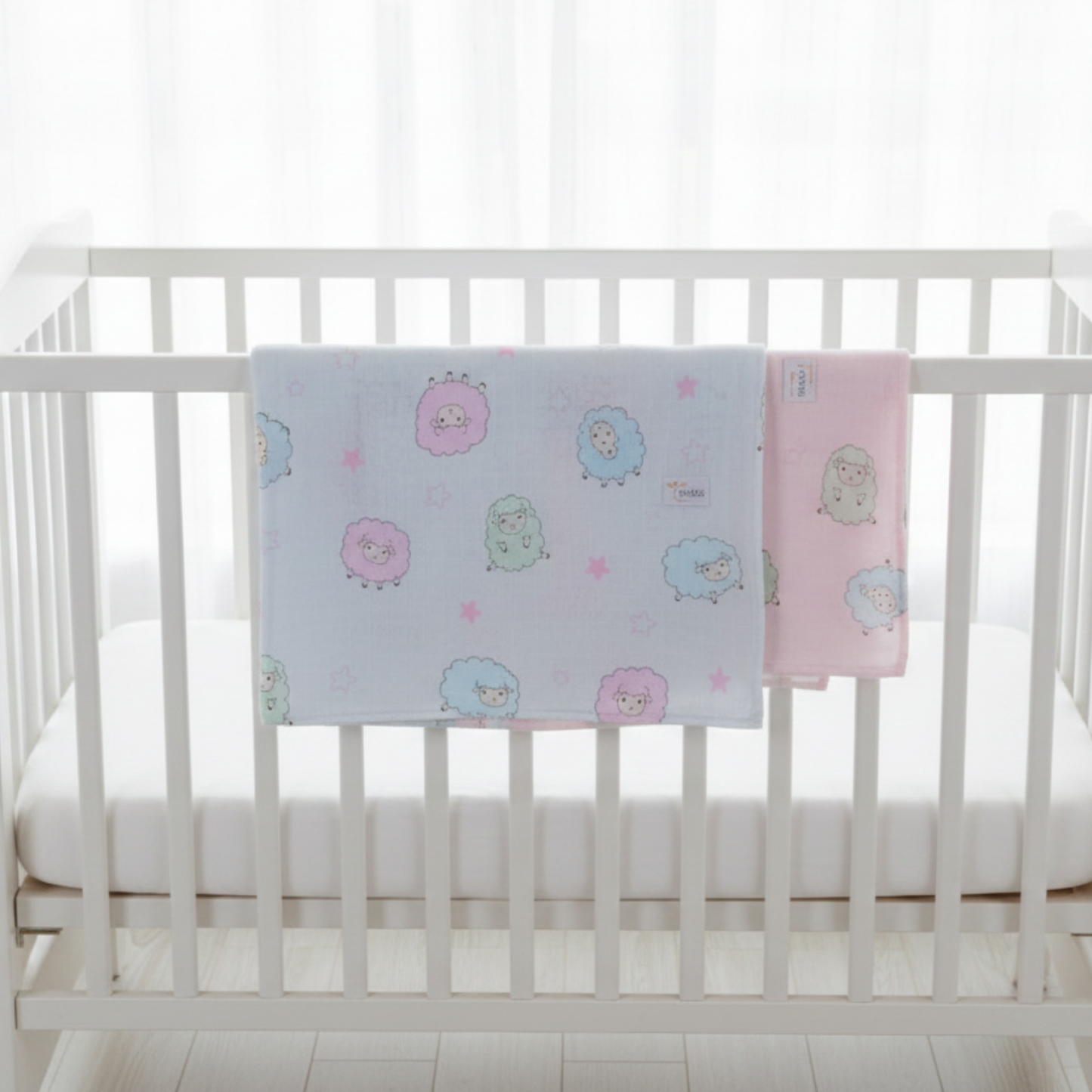 Baby Swaddle Blanket- Sheep (pink)
