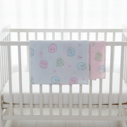 Baby Swaddle Blanket- Sheep (pink)