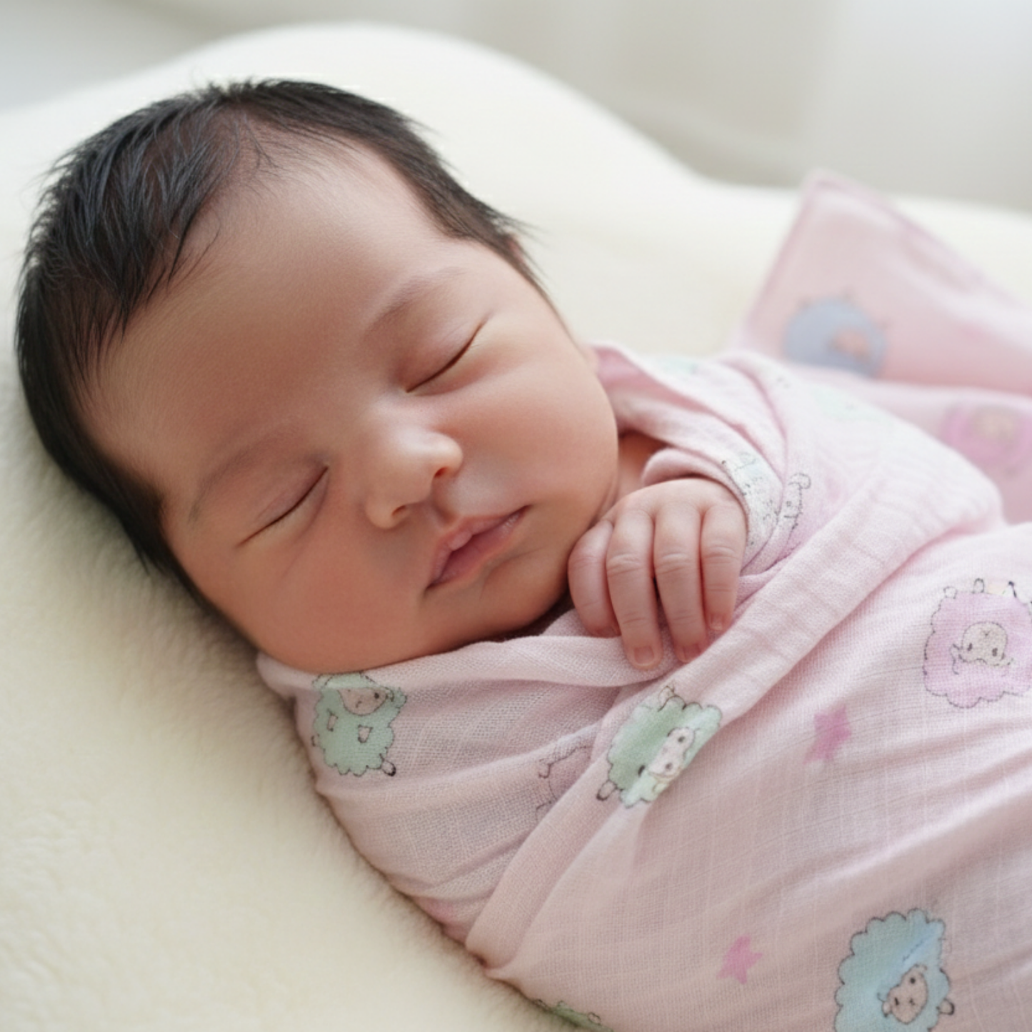 Baby Swaddle Blanket- Sheep (pink)
