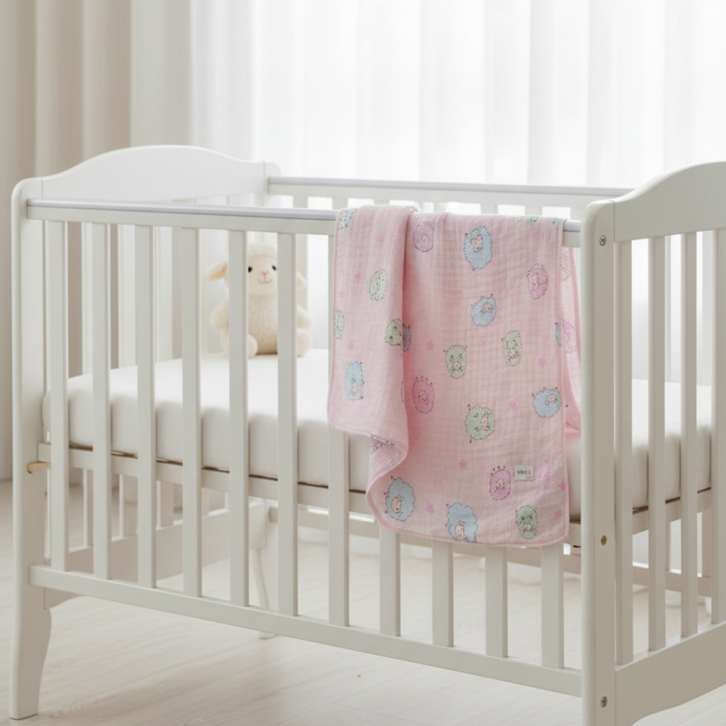 Baby Swaddle Blanket- Sheep (pink)