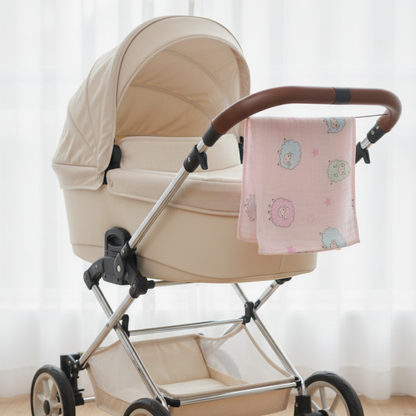 Baby Swaddle Blanket- Sheep (pink)