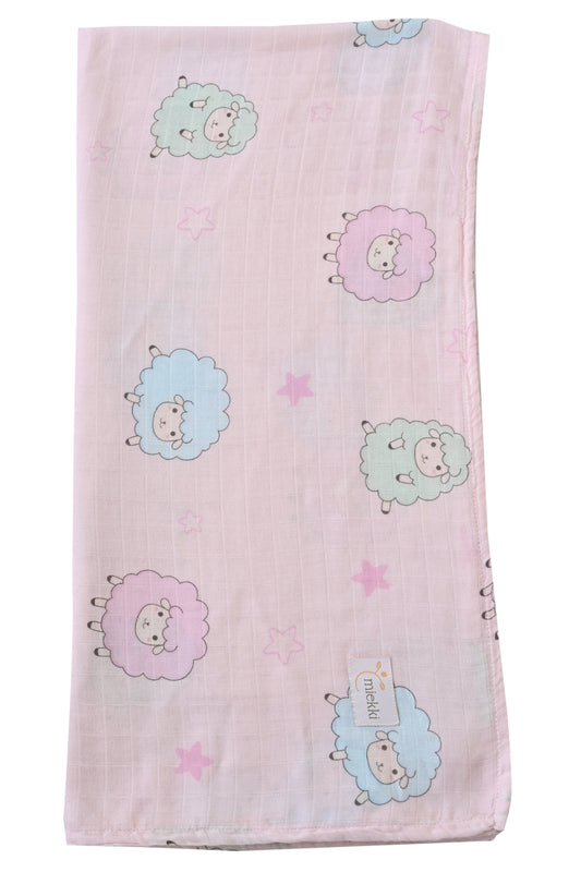 Baby Swaddle Blanket- Sheep (pink)