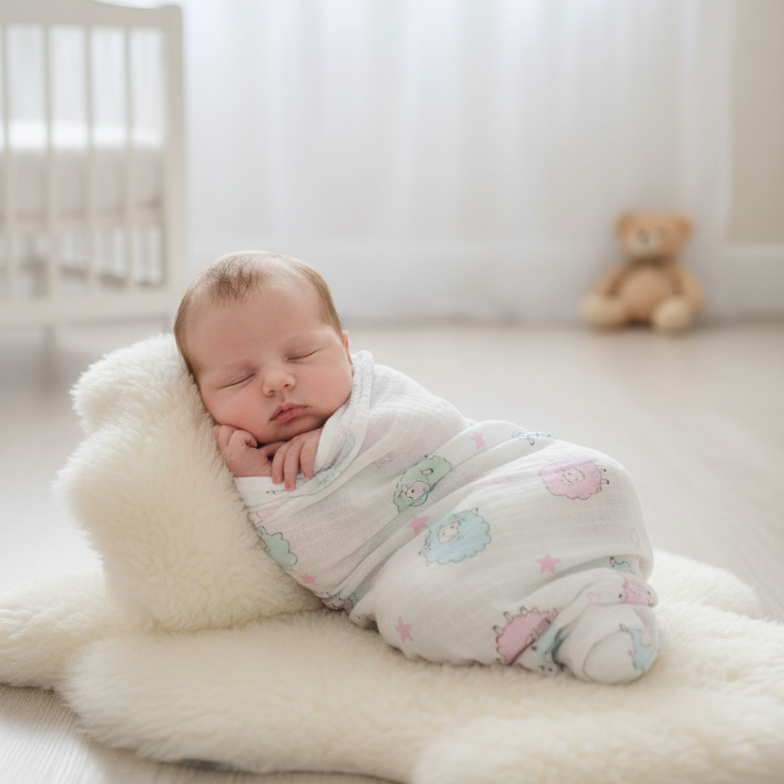 Baby swaddle Blanket-Sheep (white)