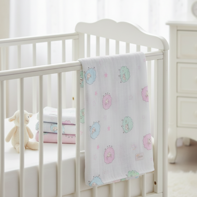 Baby swaddle Blanket-Sheep (white)