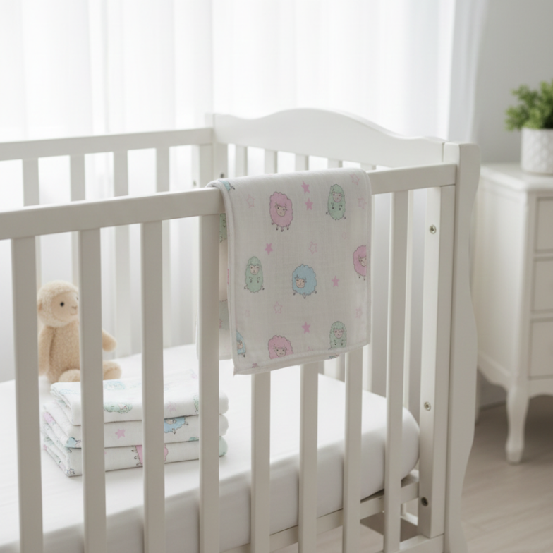 Baby swaddle Blanket-Sheep (white)