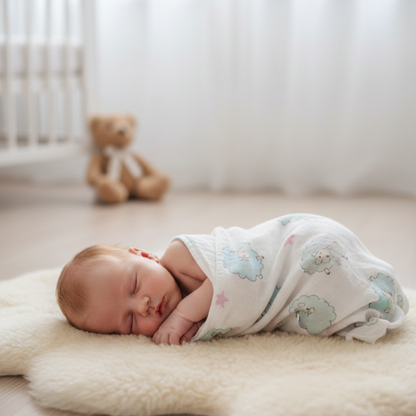Baby swaddle Blanket-Sheep (white)